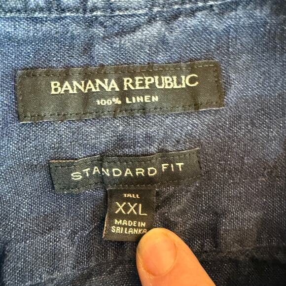 Banana Republic Men's Blue 100% Linen Standard Fit Button Up Shirt Size XXL - Picture 6 of 6